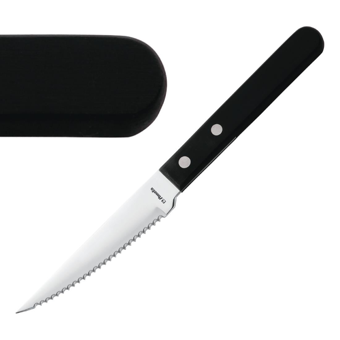 Couteau à steak Amefa manche noir 217mm (lot de 12) — H003