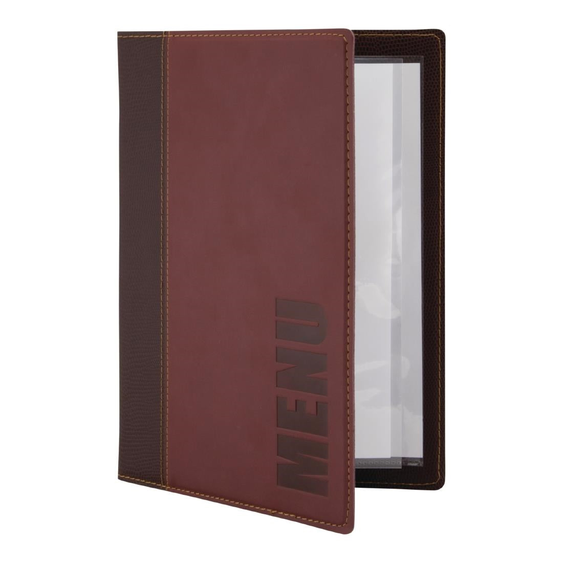 Protège-menus contemporain Securit A5 rouge foncé — H718