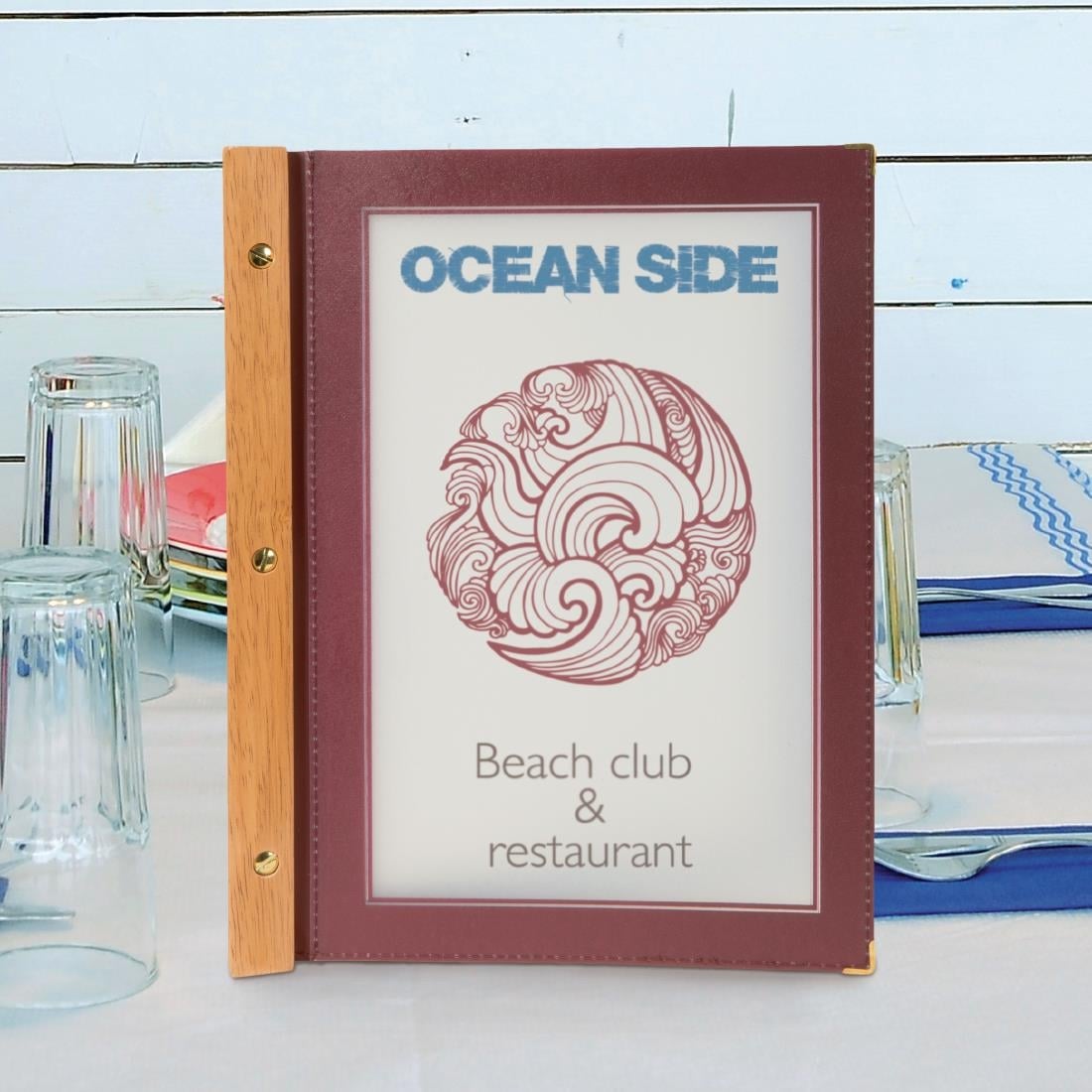 Protège-menus cadre en bois Securit A4 marron (lot de 20) — H762