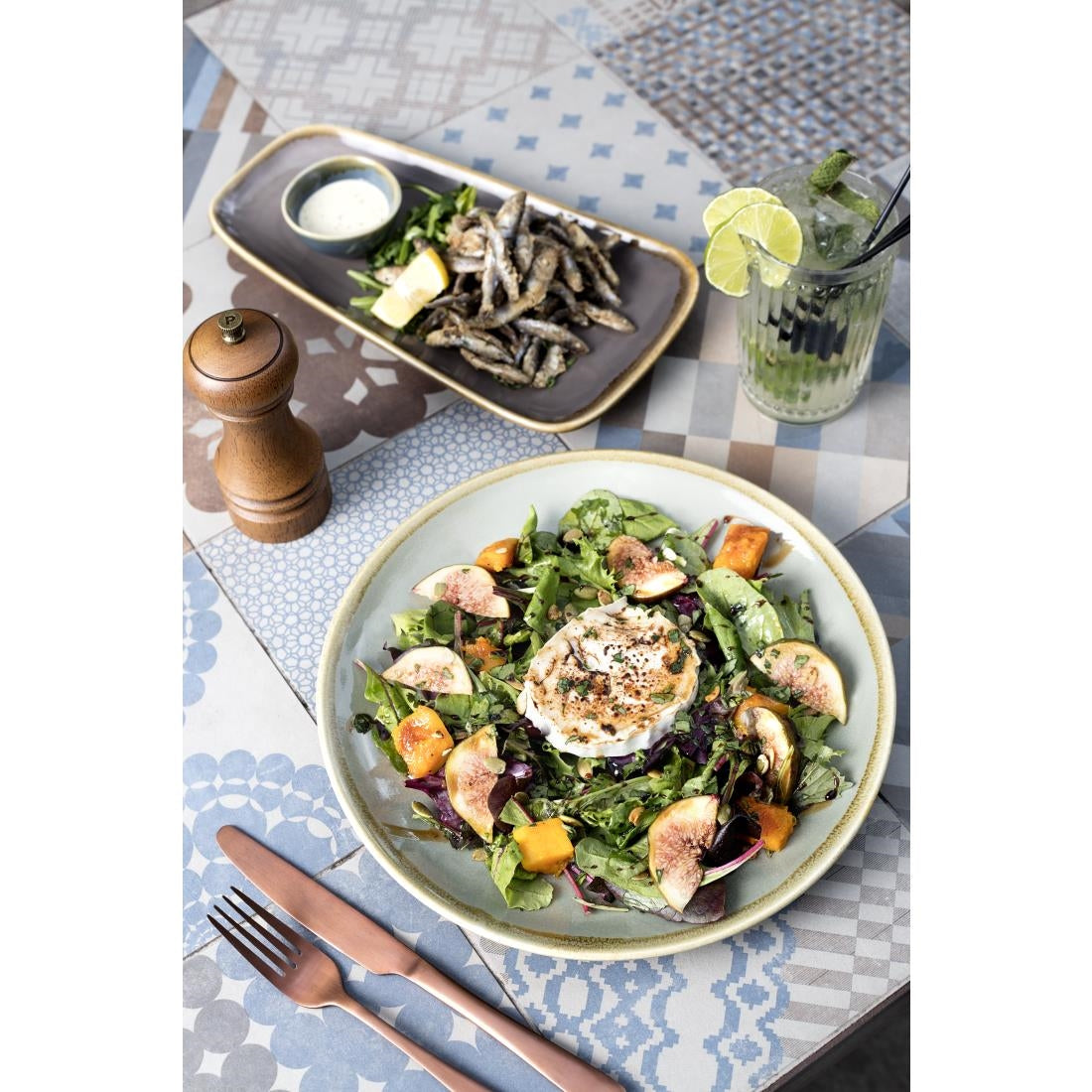 Assiettes plates rondes Olympia Kiln mousse 280mm (lot de 4) — GP475