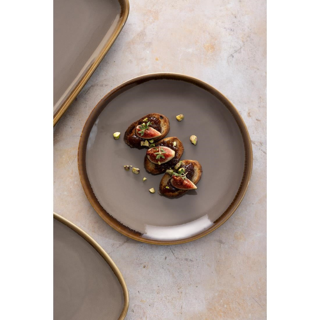 Assiettes plates rondes Olympia Kiln grises 230mm (lot de 6) — HC387