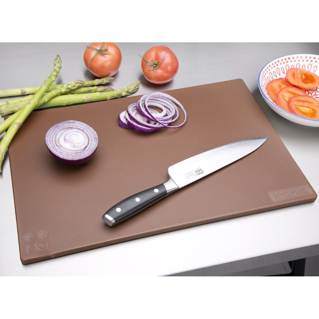 Planche à découper antibactérienne basse densité Hygiplas marron — HC857