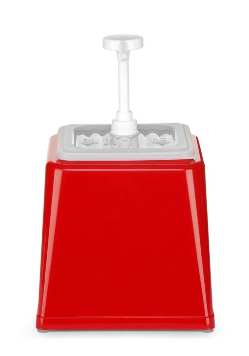 Distributeur de sauces avec pompe, HENDI, 2,5L, Rouge, 230x210x(H)327mm — 203521