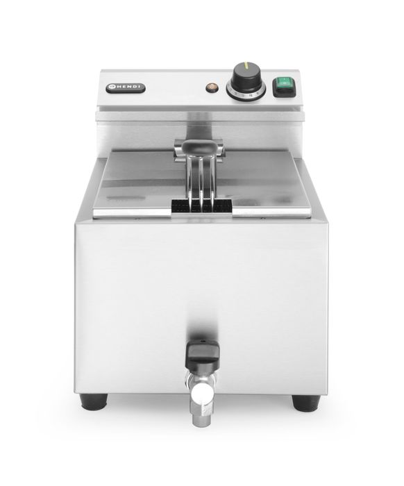 Friteuse Profi Line met aftapkraan - 8 l, HENDI, Profi Line, 8L, Lichtgrijs, 230V/3500W, 305x515x(H)354mm — 209202
