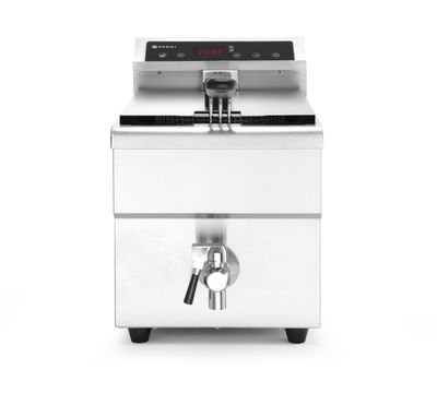 Friteuse à induction avec robinet de vidange - 8 l, HENDI, 8L, Gris clair, 230V/3500W, 288x619x(H)408mm — 215012