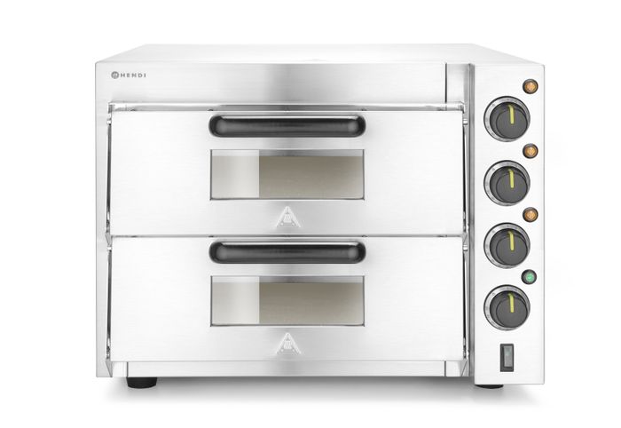 Pizza oven 2 kamers compact, HENDI, Zilver, 230V/3000W, 580x560x(H)435mm — 220283