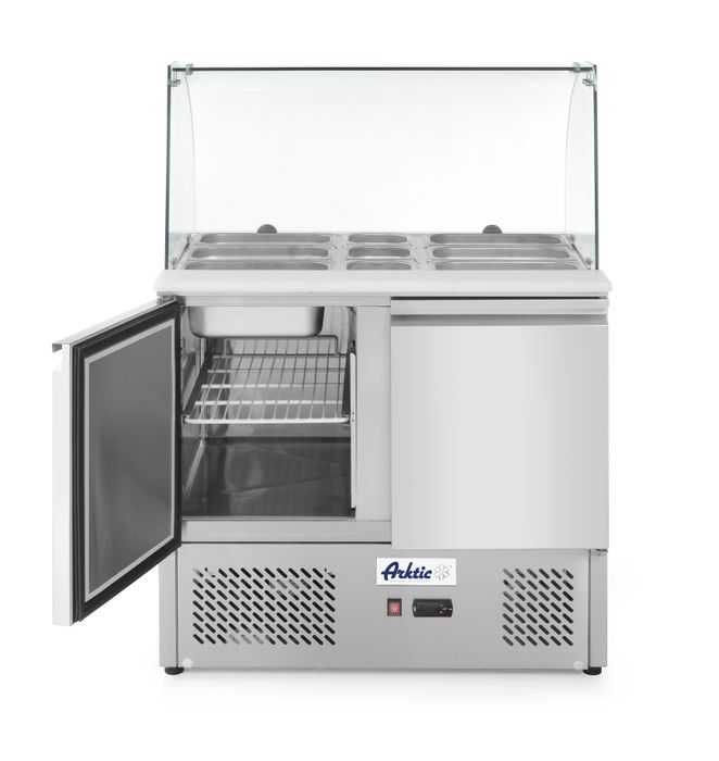 Saladette met 2 deuren en glazen vitrine 300L, Arktic, 169L, 230V/310W, 700x900x(H)1300mm — 232781