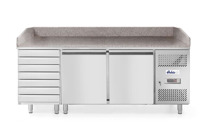 Pizzawerkbank, 2-deurs, Arktic, 250L, 230V/250W, 800x2010x(H)840mm — 232842