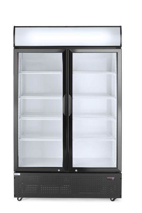 Armoire réfrigérée avec caisson lumineux, double porte, Arktic, 512L, Noir, 230V/510W, 1120x585x(H)1900mm — 233795