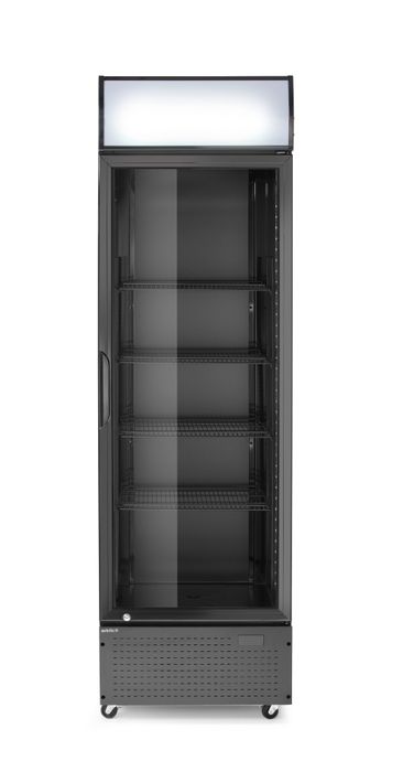 Armoire réfrigérée avec caisson lumineux, porte simple, Arktic, 254L, Noir, 230V/250W, 605x578x(H)1980mm — 236932