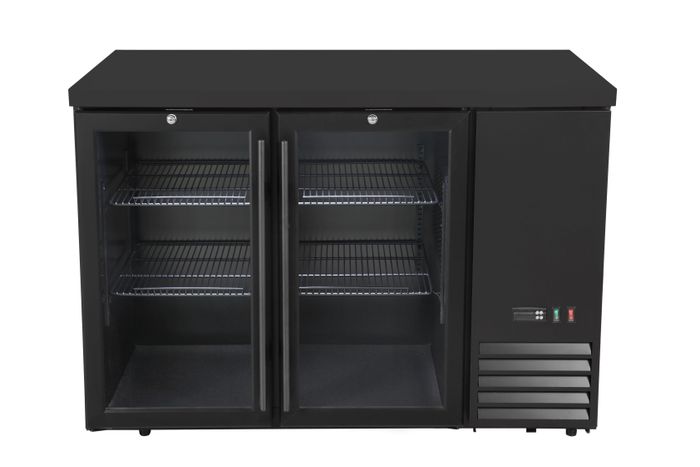 Bar koelwerkbank, glazen deuren, Arktic, 4 planken, 283L, Zwart, 230V/185W, 1217x631x(H)865mm — 241349