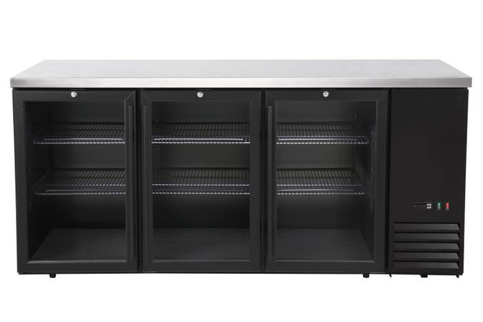 Arrière de bar réfrigéré, portes vitrées, Arktic, 6 étagères, 493L, Noir, 230V/185W, 1826x631x(H)865mm — 241356