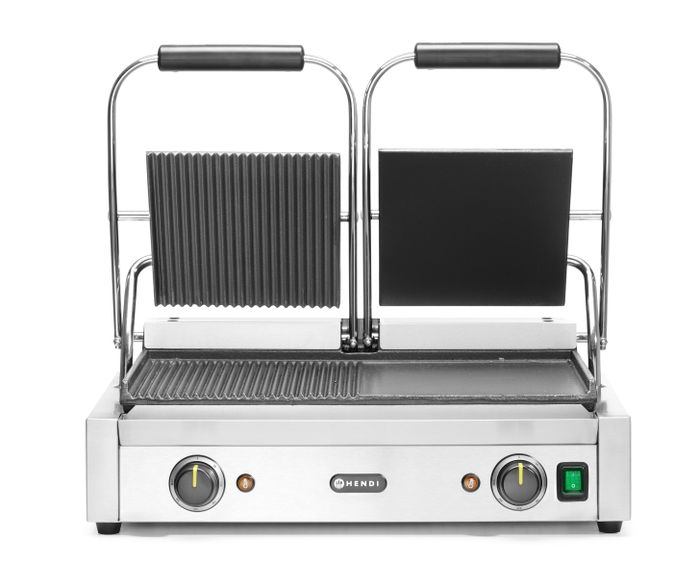 Contactgrill - dubbele versie, HENDI, half glad, half geribd, 230V/3600W, 570x375x(H)216mm — 263907