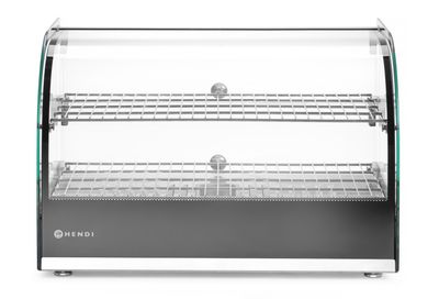 Opzet warmhoudvitrine tweelaags, HENDI, twee niveaus, Zwart, 230V/800W, 554x376x(H)376mm — 273999