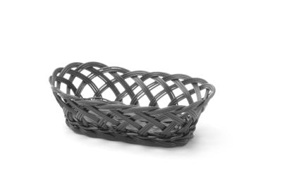 Geweven manden, HENDI, ovaal, Zwart, 225x130x(H)55mm — 426234