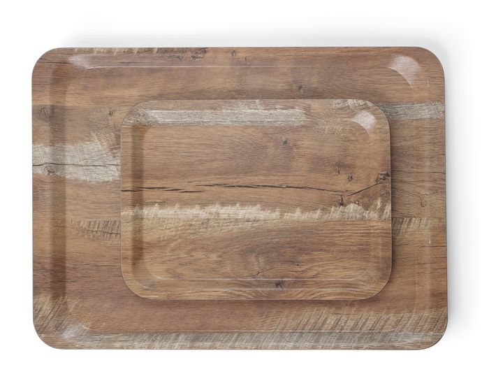 Plateau de service en mélamine avec imprimé bois, AmerBox, Bois, 240x340mm — 508916