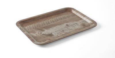 Dienblad van melamine met hout bedrukking, AmerBox, Hout donker, 240x340mm — 508923