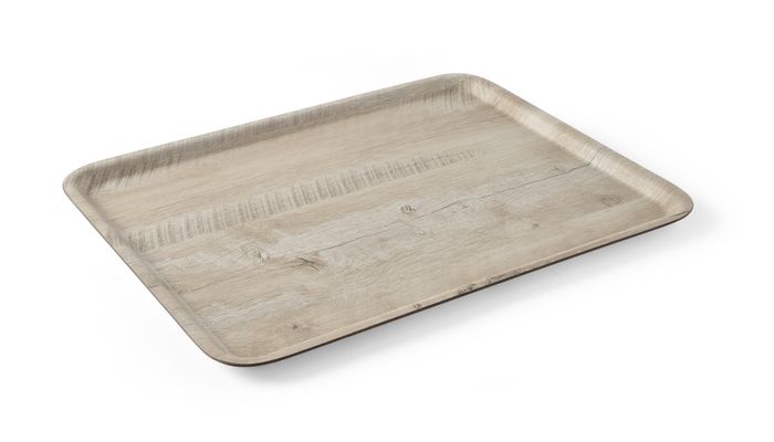 Dienblad van melamine met hout bedrukking, AmerBox, Hout licht, 370x530mm — 508930