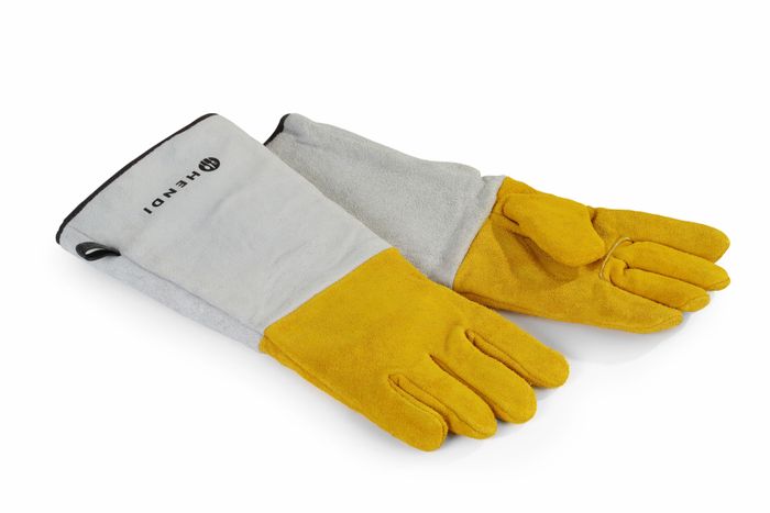 Hittebestendige leren barbecue handschoenen - 2 stuks, HENDI, 2 st., (L)460mm — 556689