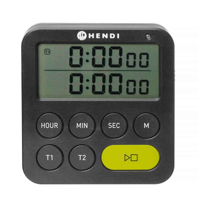 Timer dubbel, HENDI, Zwart, 82x20x(H)86mm — 582046