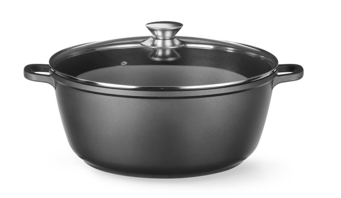 Braadpan met antiaanbaklaag, HENDI, 7L, Zwart, 367x290x(H)122mm — 611029