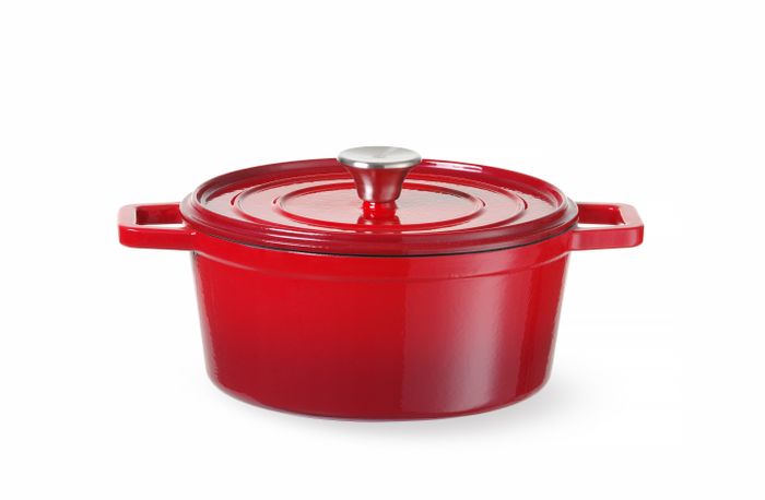 Cocotte en fonte émaillée, HENDI, 3,7L, Rouge, 317x240x(H)105mm, Rond — 626832