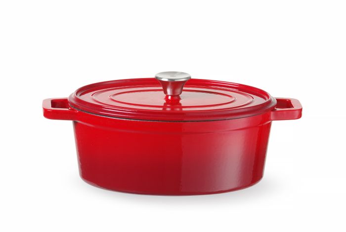 Cocotte en fonte émaillée, HENDI, 4,4L, Rouge, 365x290x(H)115mm, Ovale — 626849