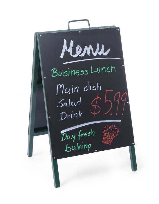 Krijtstoepbord, HENDI, 500x550x(H)850mm — 664117