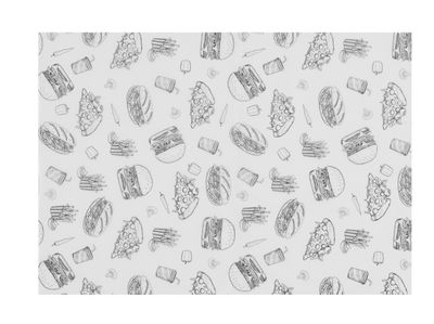 Vetbestendig papier, HENDI, Illustratie fast-food patroon, 500 st., 250x350mm — 678275