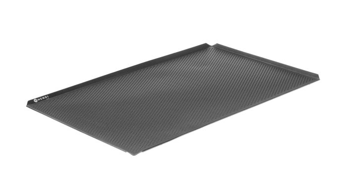 Tray, geperforeerd, anti-aanbak, 4 randen, HENDI, GN 1/1, Zwart, 530x325x(H)10mm, Rechthoekig — 808405