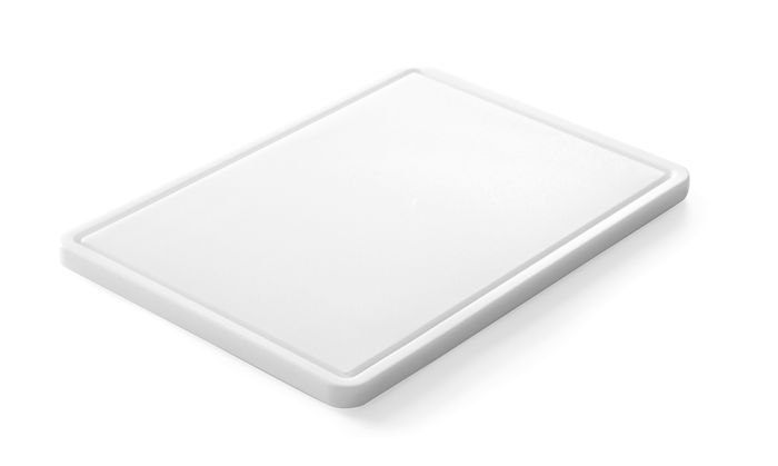 Planche à découper avec rainure, HENDI, Blanc, 355x250x(H)15mm — 826362