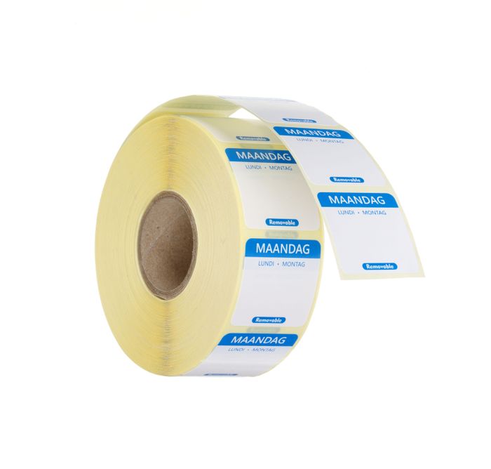 Voedselveiligheidsstickers, multifunctioneel, eenvoudig verwijderbaar, HENDI, Maandag, Blauw, 1000 st., 25x25mm — 850473