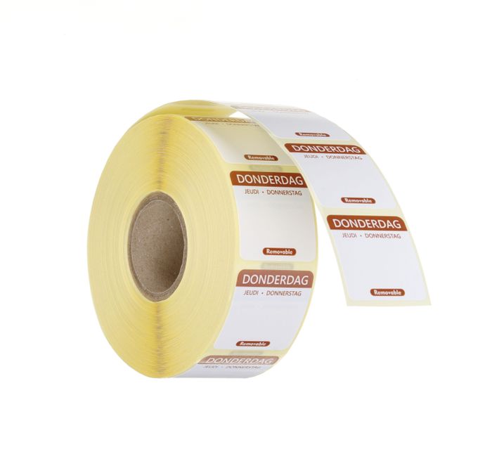 Voedselveiligheidsstickers, multifunctioneel, eenvoudig verwijderbaar, HENDI, Donderdag, Bruin, 1000 st., 25x25mm — 850503