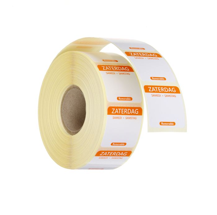 Voedselveiligheidsstickers, multifunctioneel, eenvoudig verwijderbaar, HENDI, Zaterdag, Oranje, 1000 st., 25x25mm — 850527