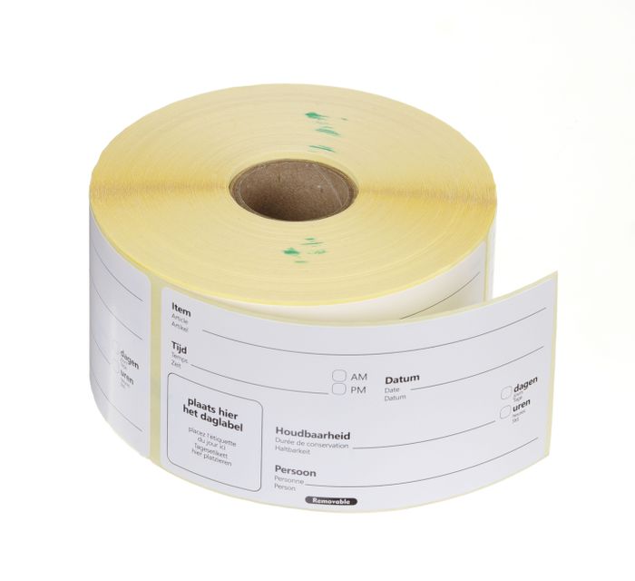 Houdbaarheidsstickers, multifunctioneel, eenvoudig te verwijderen, HENDI, Wit, 500 st., 100x50mm — 850541