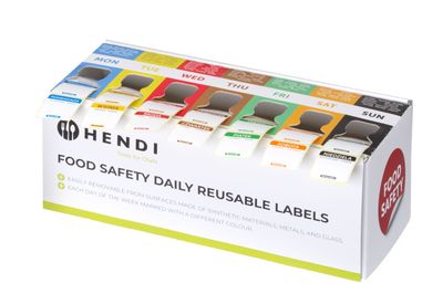 Set voedselveiligheidsstickers, multifunctioneel, eenvoudig verwijderbaar, met een dispenser, HENDI, 240x80x(H)100mm — 850572