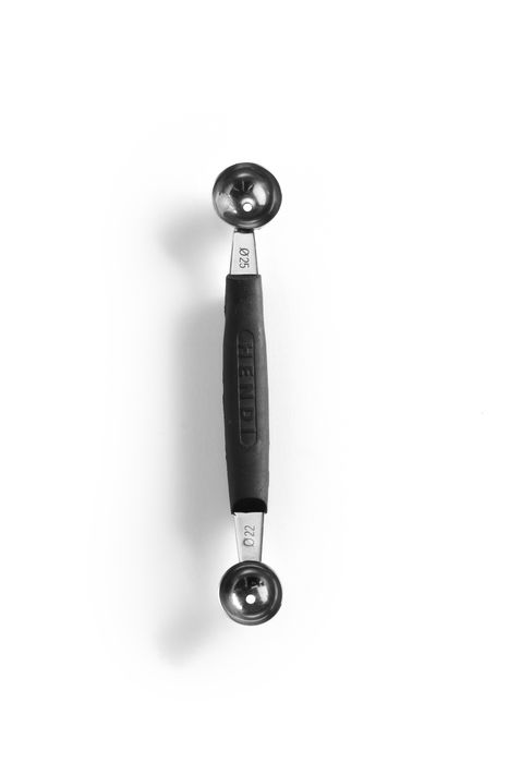 Meloenbolletjeslepel dubbel, HENDI, ø 22-25 mm, Zwart, (L)165mm — 856000