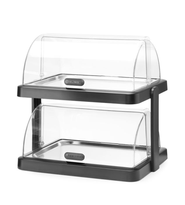 Koeldisplay met rolltop “Duo” UNIQ, HENDI, designed by Robert Bronwasser, Dubbel, Zwart, 480x355x(H)480mm, Rechthoekig — 871812