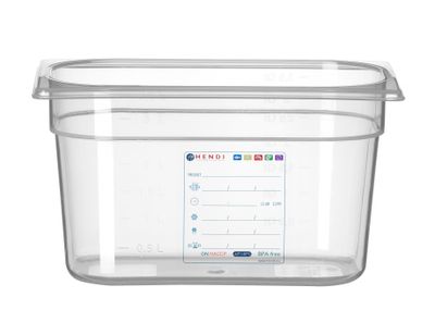 Bac Gastronorme 1/4, HENDI, GN 1/4, 3,5L, Transparent, 265x162x(H)150mm — 880364