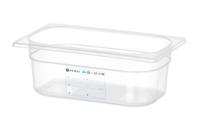Bac Gastronorme 1/4, HENDI, GN 1/4, 2,8L, Transparent, 265x162x(H)100mm — 880371