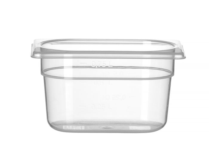 Container GN 1/9 polypropyleen, HENDI, Profi Line, 1,0, GN 1/9, 0,75L, Transparant, 176x108x(H)100mm — 880524