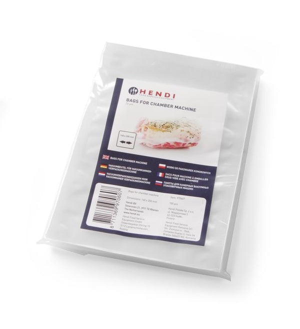 Sacs sous vide pour machine à emballer - 100 pièces, HENDI, 100 u., 200x140mm — 970607