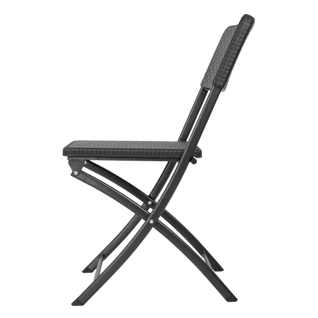 Chaises pliantes en rotin PE Bolero noires (lot de 2) — HS559
