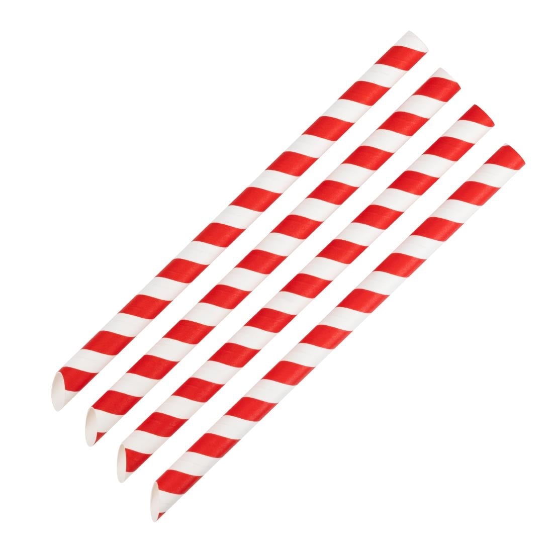 Paille à thé à bulles compostable Fiesta rouge et blanc 12x210mm (lot de 150) — HU368