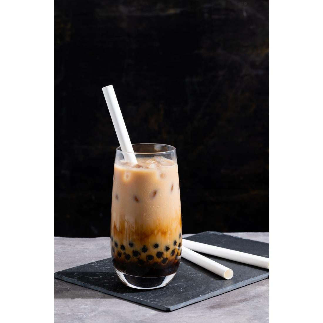 Pailles en papier pour bubble tea Fiesta Compostable blanches 12x210mm (lot de 150) — HU369