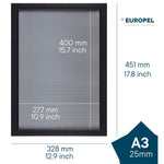 Cadre clipsable Europel A3 25mm noir mat — HU443