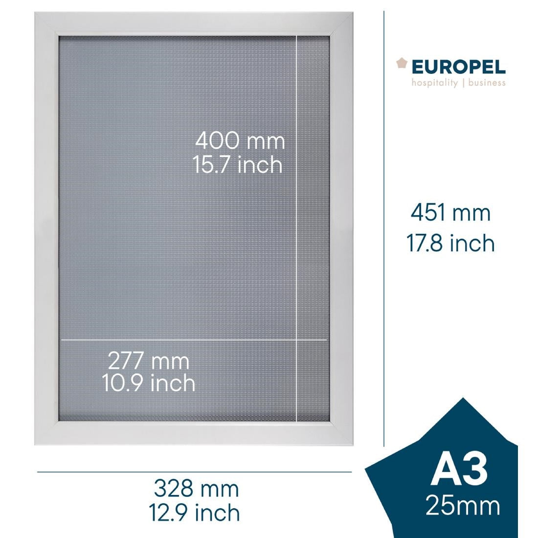 Cadre clipsable Europel A3 25mm blanc mat — HU445