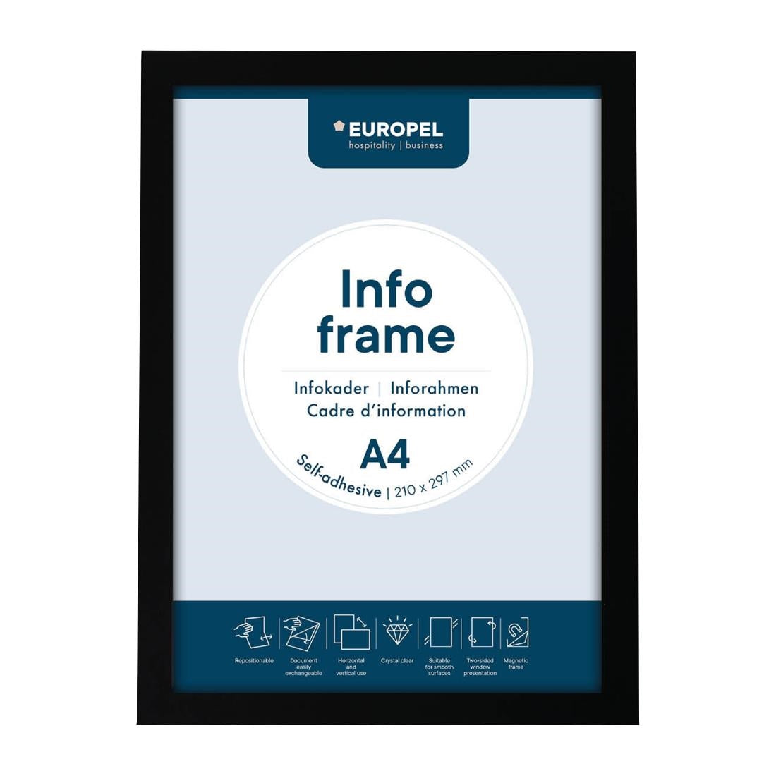 Cadres d'affichage autocollants Europel A4 noirs (lot de 2) — HU456