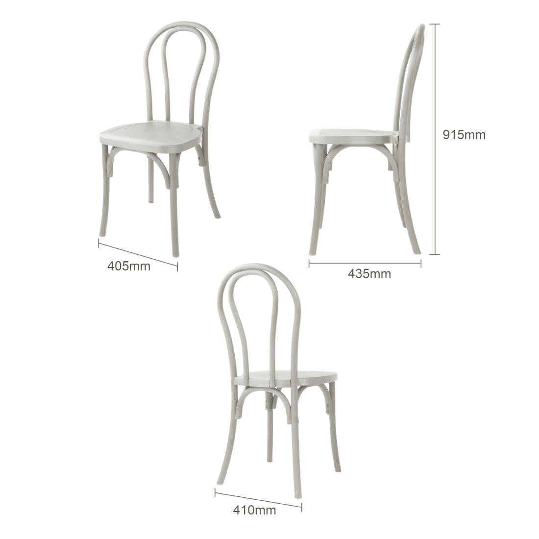 Chaises en résine style bois courbé Bolero Soho blanches (lot de 4) — HW288