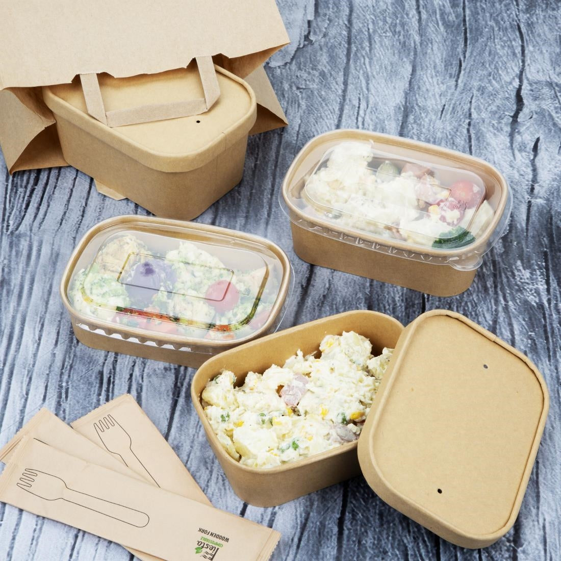 Couvercles en papier Fiesta Recyclable pour barquettes rectangulaires (lot de 300) — HW624